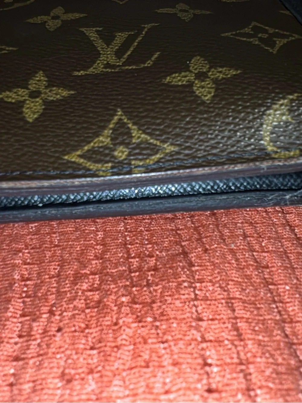 Monogram Pattern Slim Card Holder in Brown and Gold
